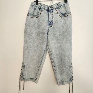 Filippo-Totti vintage 80s high waisted acid was cropped tie details